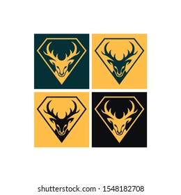 Deer head icon silhouette logo design minimalist template with polygon