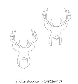 Deer head icon. Thin line art icons set. Modern black symbols isolated on white for infographics or web use.