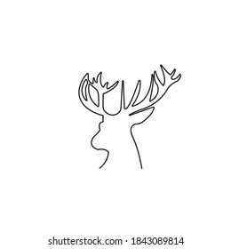 DEER HEAD ICON, VECTOR ILLUSTRATION ON WHITE BACKGROUND.