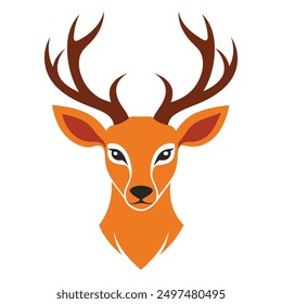 Deer Head Icon Vector Illustration - Cartoon, Clipart, Line Art Design