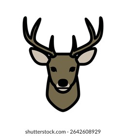 Deer head illustration displays front view simple design style vector