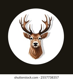 Deer Head Illustration, House Wall Decor, Deer Horn Vector, Deer Art Logo Design