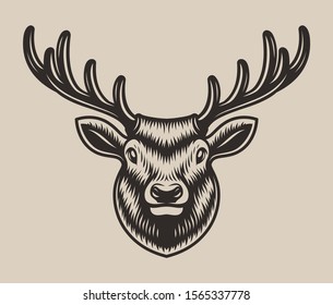 Deer head illustration isolated on white background.