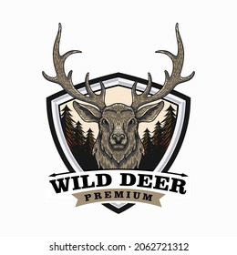 deer head illustration logo design