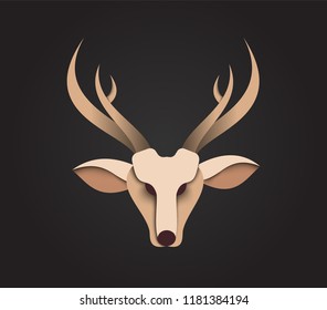 deer head illustration paper cut vector