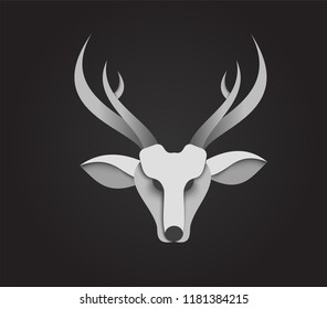 deer head illustration paper cut vector