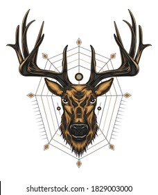deer head illustration. vector animal logo.