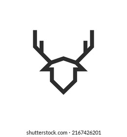 Plantilla de diseño vectorial del icono de ilustración de la cabeza del ciervo