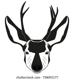 Deer head image for retro hipster logos, emblems, badges, labels template and t-shirt vintage design element. Isolated on white background