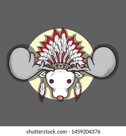 Deer head with indian headdress vector illustration