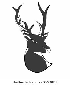 Deer head isolated, Antlers. Vector illustration.