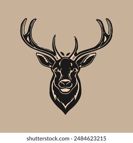 Deer head isolated on brown background. Vector illustration for your design