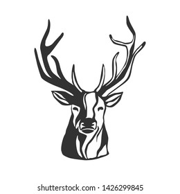 Deer head isolated on white. Vector illustration.