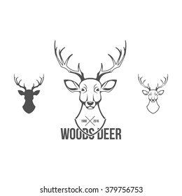 Deer head isolated on white background. Logo. Set.