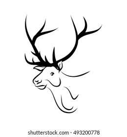 Deer Head Isolated On White Background Stock Vector (Royalty Free ...