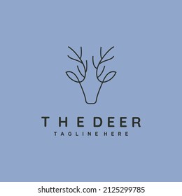 the deer head line art logo vector symbol illustration design minimalist