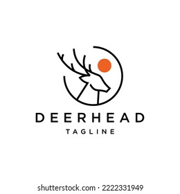 Deer head line art logo vector icon design template