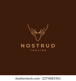 Deer head line art logo vector icon design template