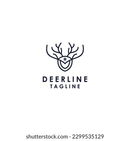 Deer head line art logo vector icon design template