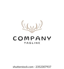 Deer head line art logo vector icon design template