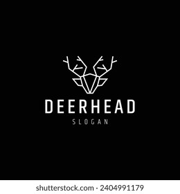Deer head line art logo icon design