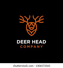 Deer head line art mono line simple icon logo template