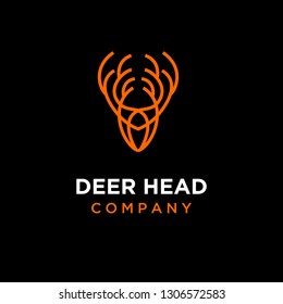 Deer head line art mono line simple icon logo template