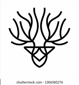 Deer head line art mono line simple icon logo template