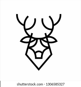 Deer head line art mono line simple icon logo template