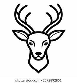 deer head line art on white background