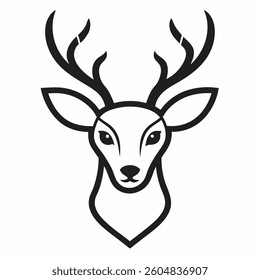 deer head line art on white background 