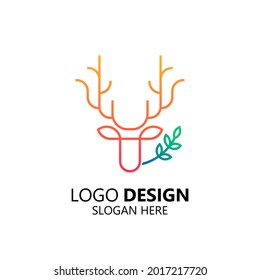 deer head with line art style logo design	

