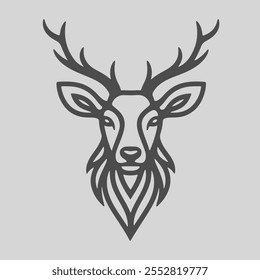 Deer Head Line Art Vector Illustration Design