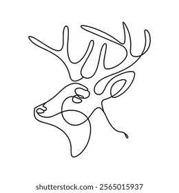 deer head line drawing. deer line art