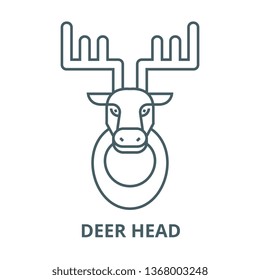 Deer head line icon, vector. Deer head outline sign, concept symbol, flat illustration