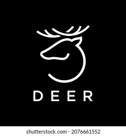 Deer Head line Logo Design. Vector illustration.