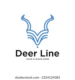 Vector de diseño del logotipo de la línea de la cabeza del ciervo