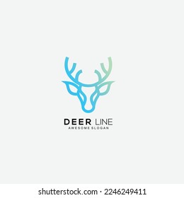 deer head line logo gradient color template