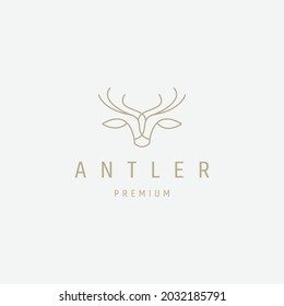 Deer Head Line Logo Vorlage. 