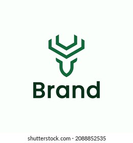 Deer head line logo template Premium Vector
