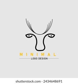 Diseño creativo del logotipo de la simplicidad de la línea principal del ciervo