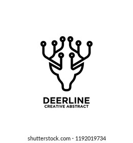 deer head line technology logo icon designs vector