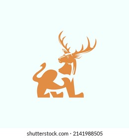 deer head lion body vector. simple flat vector illustration for logo icon.