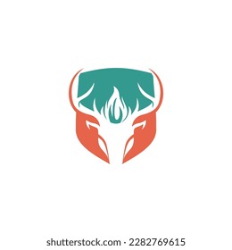 deer head logo with antlers on it