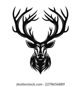 Deer head logo. Black silhouette. Vector illustration
