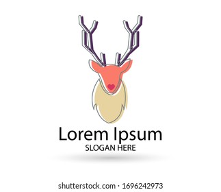 Deer Head logo concept. Line art style. vector illustration.