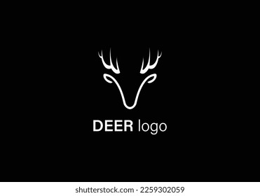 Diseño del logotipo de la cabeza de ciervo, logotipo vectorial de los cánticos de venado sobre fondo negro