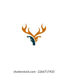 deer head logo design. deer antlers logo.