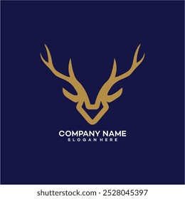 Deer Head Logo Design with Big Antlers