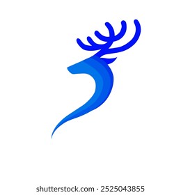 Deer head logo design with elegant blue gradient color, modern business logo,Hunting logo